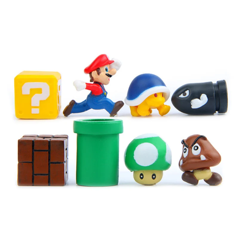 Mini Blocks Mario Bros Set Action Figure Mushroom Toad Question Turtle DIY Doll Decor Super Mario Figurines Collection Kids Toys