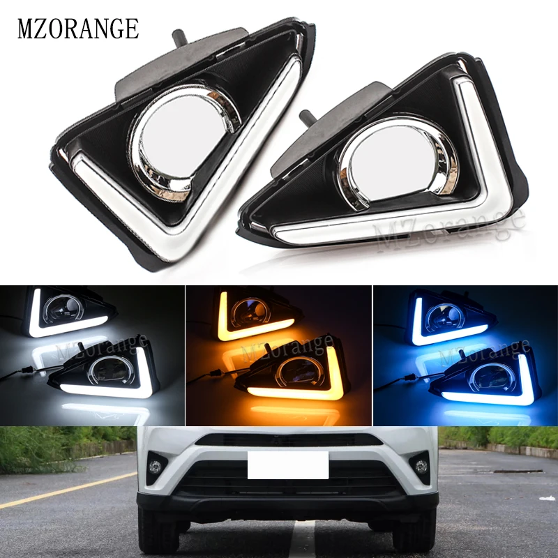 

MZORANGE Yellow Turn Signal Function 12V Car DRL Lamp LED Daytime Running Light Daylight For Toyota RAV4 RAV 4 2016 2017 2018