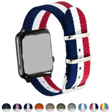 

Woven Nylon band for Apple watch 3 42mm 38mm Fabric-like iwatch strap 3 / 2/1 blue white red wrist nylon strap