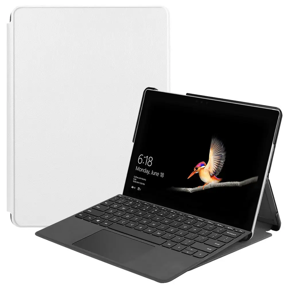 Для microsoft Surface GO SurfaceGO 10 дюймов чехол для планшета ультра тонкий стенд с ручкой слот откидной держатель кожаный чехол - Цвет: KST White