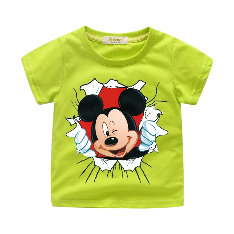 Ligth Green Tshirt Новое поступление, Детская футболка с принтом Микки из мультфильма забавная футболка с 3D принтом для мальчиков и девочек, одежда для детей, летний короткий костюм футболки - Цвет: Ligth Green Tshirt