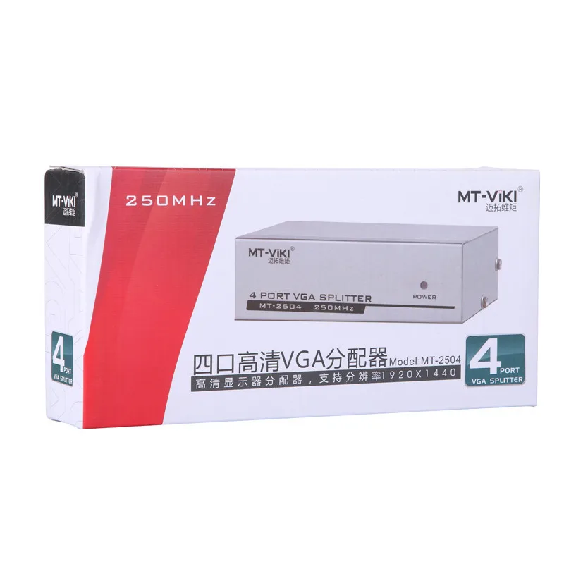 VGA Splitter 4 Порты и разъёмы 4-Порты и разъёмы VGA SVGA ЖК-дисплей Video Splitter Box+ AC адаптер для портативных ПК компьютер