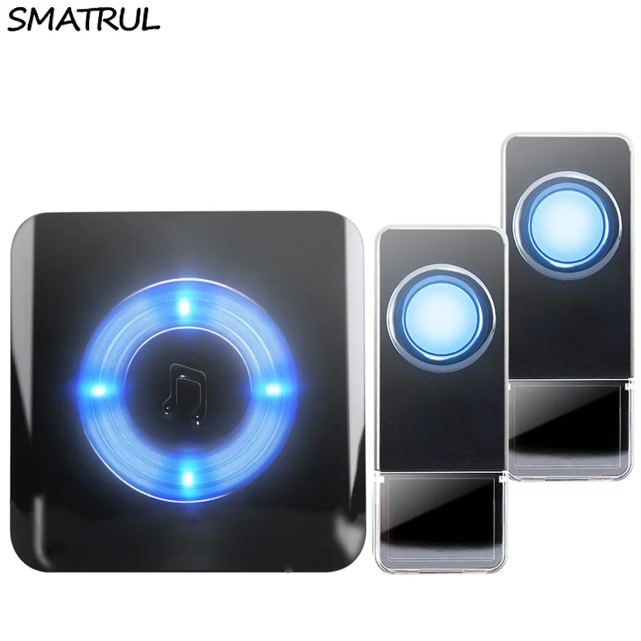 

SMATRUL Waterproof Wireless Doorbell EU Plug 300M long range home Door Bell ring chime 2 button 1 receiver LED light Old man