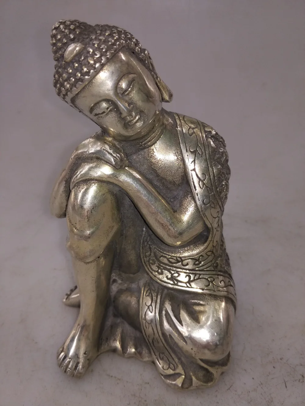 

Hand carved white copper sleeping Buddha sculpture in the Emperor Qianlong of the Qing Dynasty in China