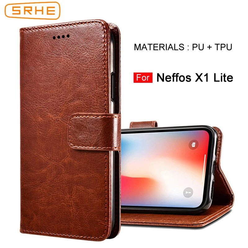 

SRHE For TP-Link Neffos X1 Lite Case Cover Flip Leather Wallet Silicone Cover Case For TP-Link Neffos X1 Lite With Magnet Holder