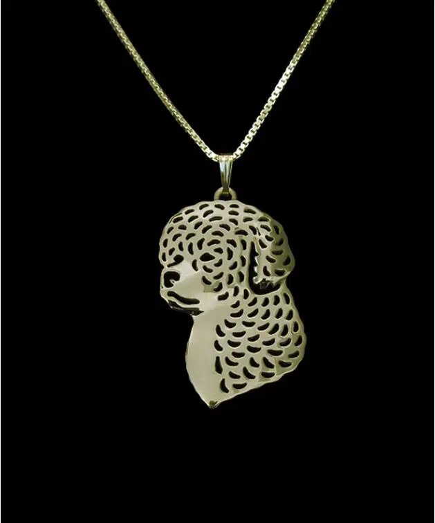 Hollow Pet Portuguese Water Dog Head Necklace for women cute charm