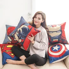 cushion cover Cartoon superhero Captain America pillow covers the Avengers and iron man Superman cartoon pillow 45cm*45cm