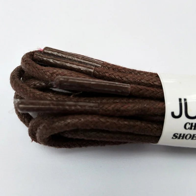 JUP1-12 Pair Brown Rounds Cotton Lace Sport Unisex Sneaker Martin Boots Strap String Leather Cord Shoelaces Waxed Shoes Strings 