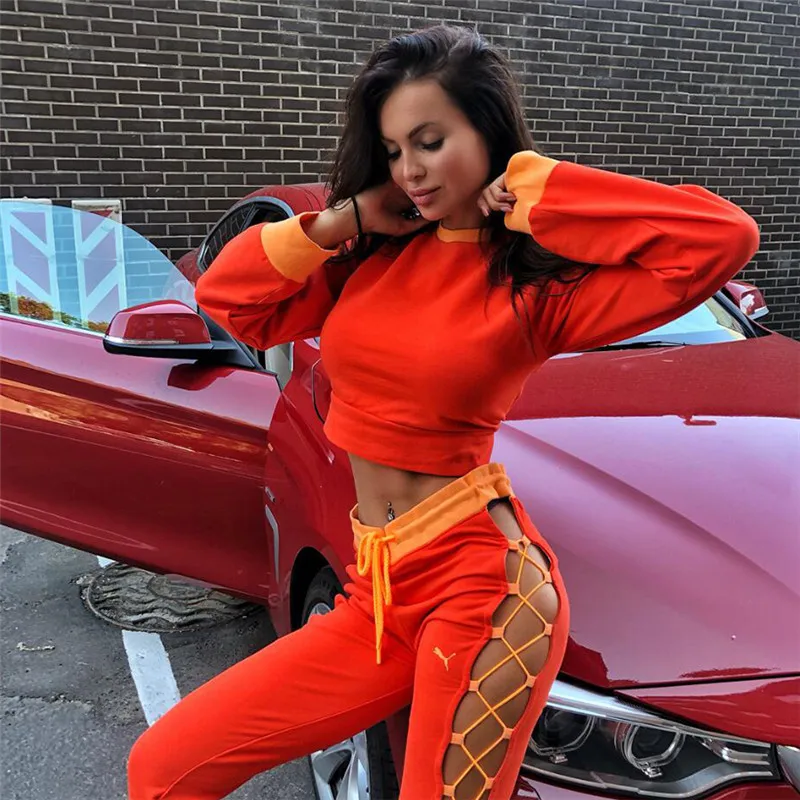 

7mang 2019 New Women Street Sexy Backless Bandage Sweatshirts Stand Neck Long Sleeve Orange Skinny Party Pullover 0224