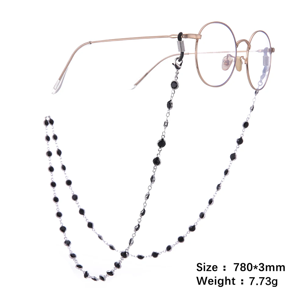 Lemegeton, черные Кристальные бусины, очки с цепочкой, очки, шнур, веревка для чтения, солнцезащитные очки, ремешок, держатель, очки, аксессуары - Цвет: 5