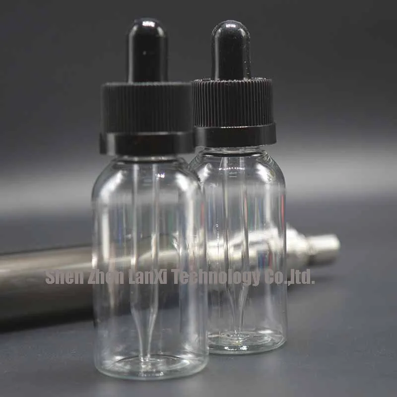 6000pcs/LOT 30ml PET Clear Bottles with Black Frosted Rubber Bulb E