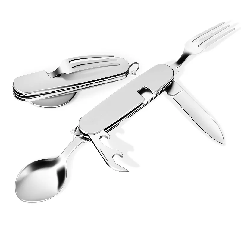 Multifunction Outdoor Camping Flatware Picnic Tableware Stainless Steel