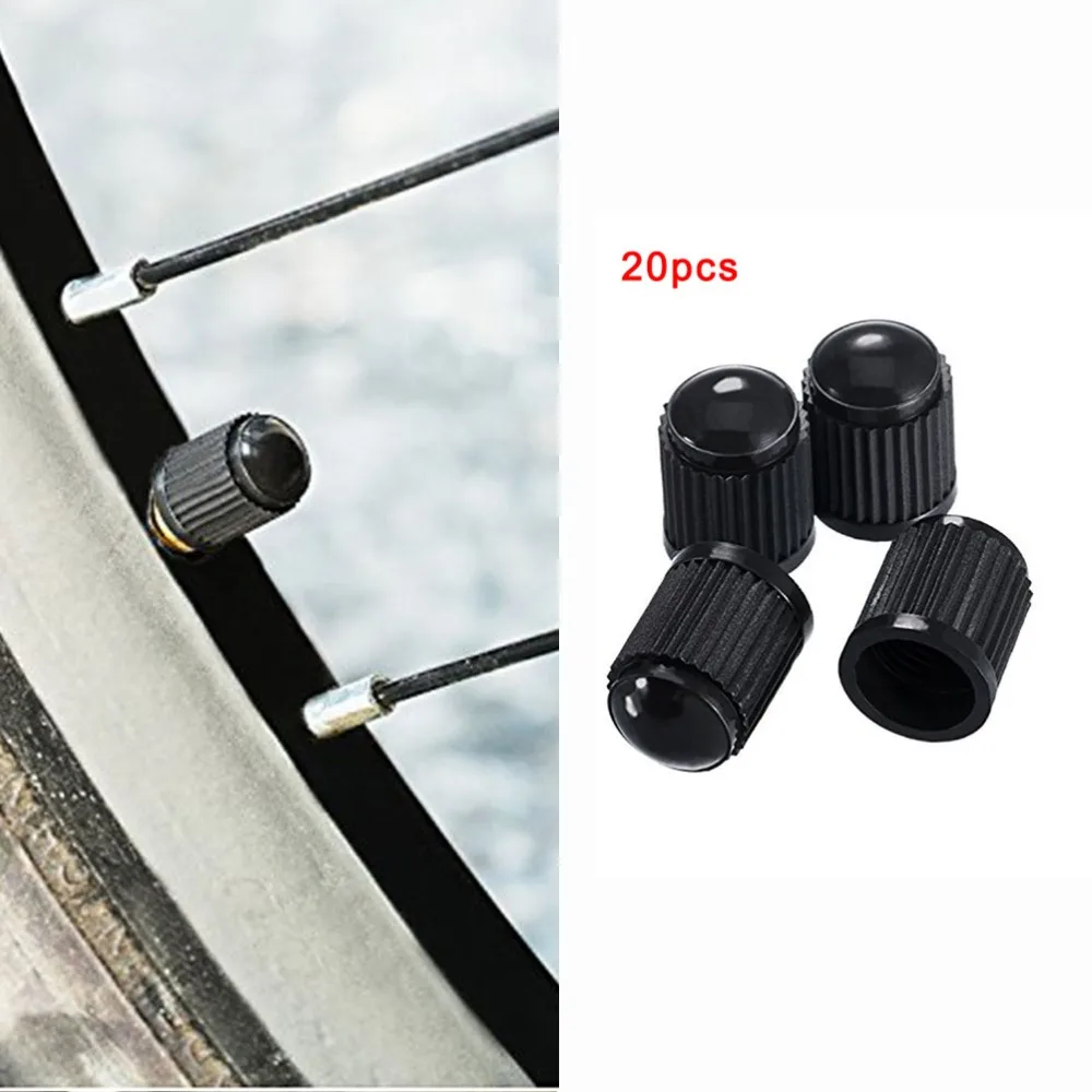 

20pcs Plastic Bicycle Car Tire Valve Stem Caps Schrader Valve Caps Dust Covers For Bike Auto SUV Truck Motorcycle (Black)