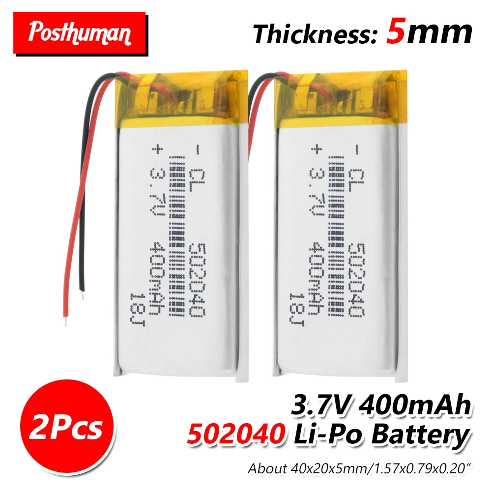 502040 Rechargeable Li-ion 3.7V lithium polymer batteries 400 mah With PCB For MP3 MP4 MP5 GPS PSP E-book Electric Toy LED Light