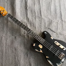 Alta calidad QShelly negro personalizado TL relico vintage antiguo usado 4 Cuerdas bajo descolorido Ash cuerpo ébano fretboard guitarra eléctrica bajo