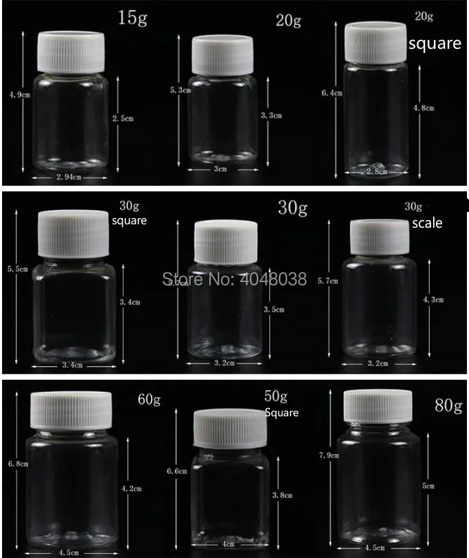 Clear Plastic Bottle PET Transparent Empty Bottle 15203050ML Capsule Packaging Container Liquid Powder Refillable Bottles (22)
