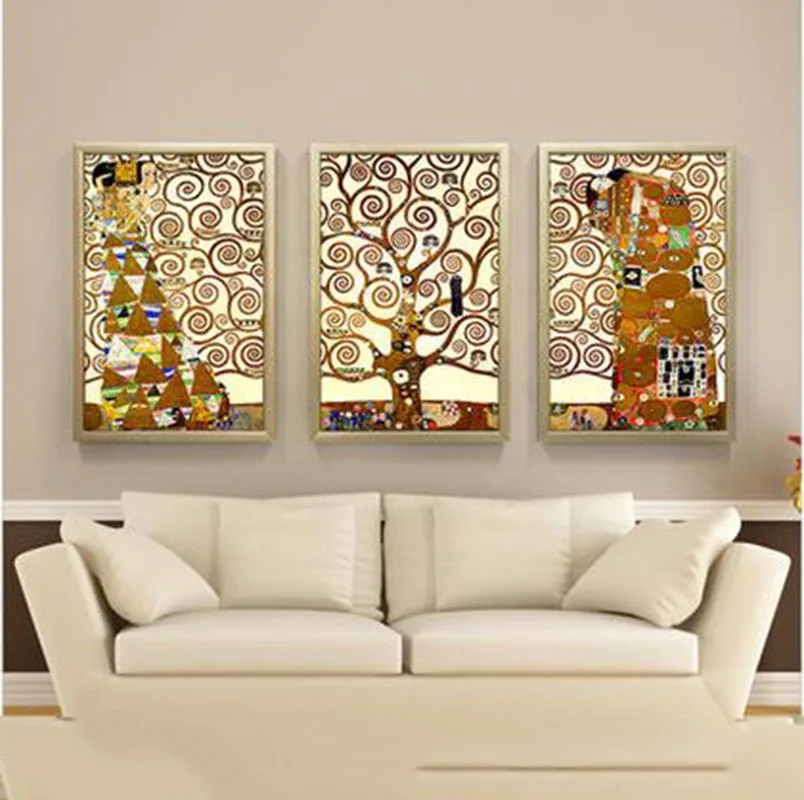 3 unidades 2015 Vintage abstracta del paisaje de la lona de la pared cuadros para sala