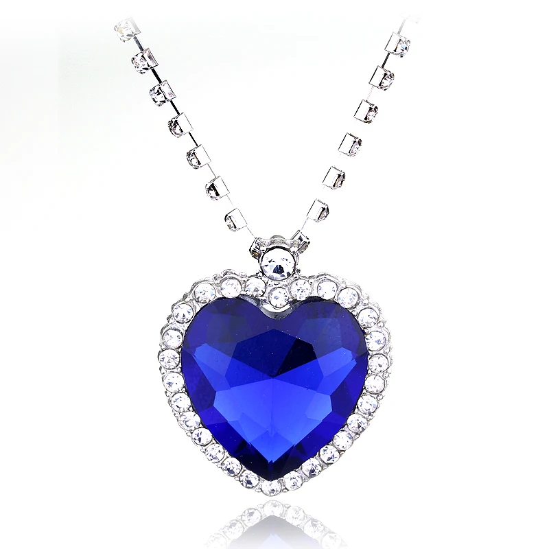 

Fashion Film Charm Jewelry TITANIC Heart Of the Sea Necklace With Blue Crystal Chain For Best Women Gift