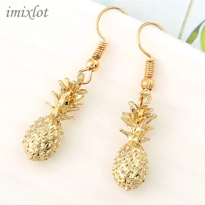 

Promotion Top Fashion Zinc Alloy Aretes Cute Pineapple Shaped Women Wedding Charm Statement Earrings Cheap Wholesale Drop
