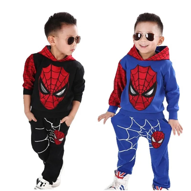

2018 new Baby Boys Spring Autumn Spiderman Sports suit 2 pieces set Tracksuits Kids Clothing sets Casual clothes Coat+Pant 3-7 T