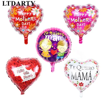

50pcs/lot Mother's day balloons "te quiero mama" heart foil balloon for Thanks Giving decoration Party Love mom globos