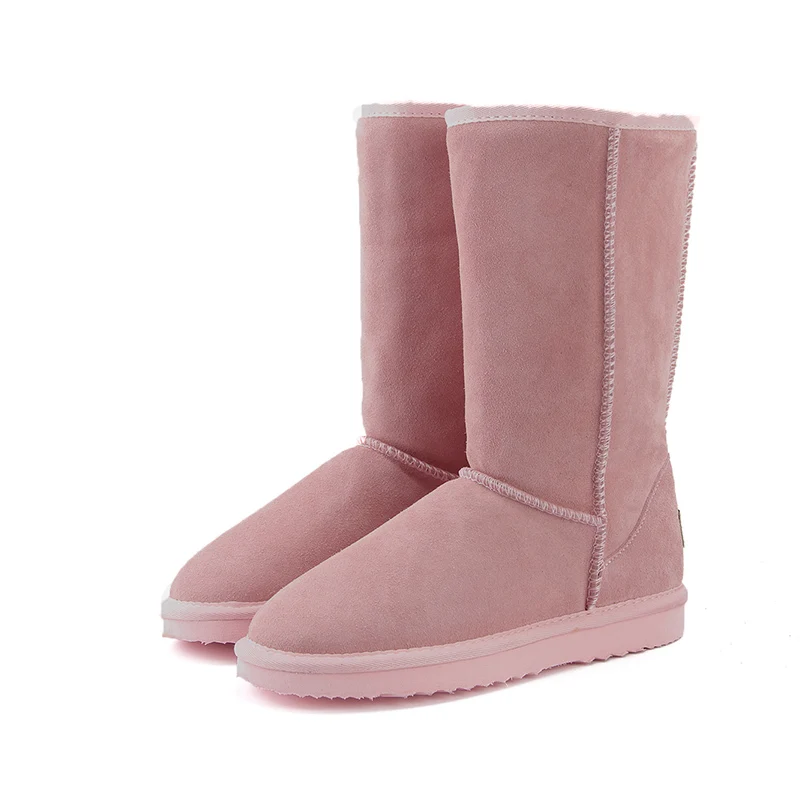 MBR FORCE/зимние ботинки из натуральной кожи на меху; женские ботинки высокого качества в австралийском стиле; зимние женские ботинки; теплые ботинки; botas mujer - Цвет: Light Pink