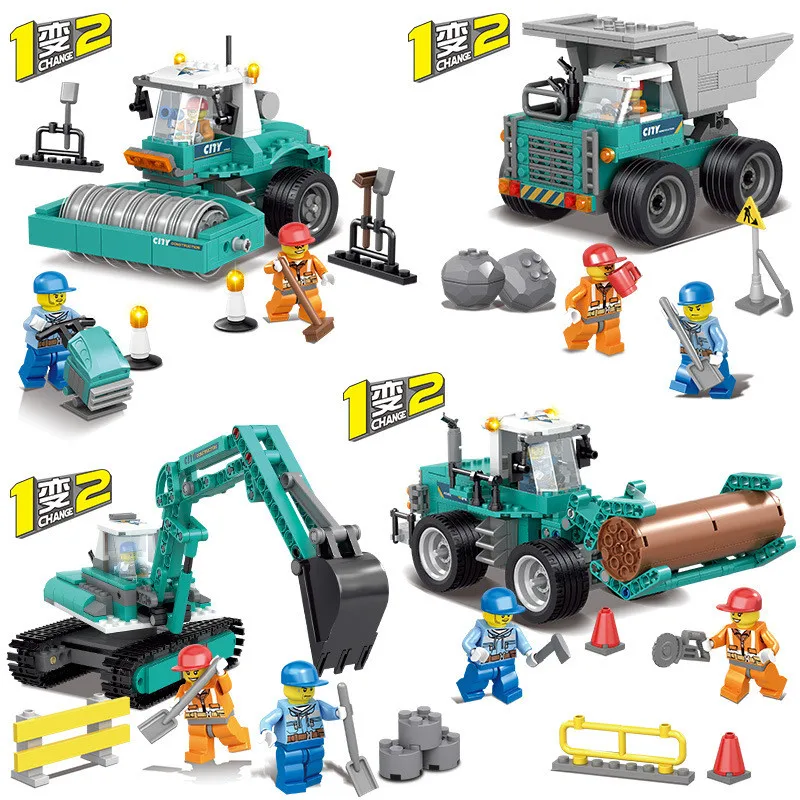 

Kazi Construction Vehicles Building Blocks 4 Kinds of Constructor Briks Compatible With Legoings Educational Toys For Children