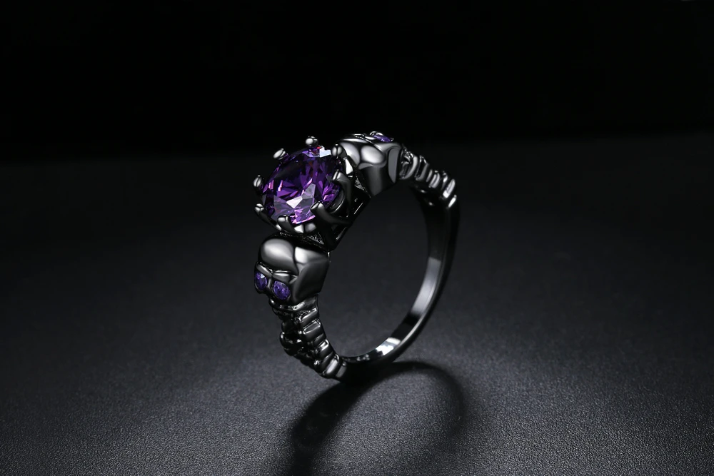 ZHOUYANG кольцо с черепом для женщин, в стиле панк, с фианитами, скелет, Черное золото, Коктейльные Вечерние ювелирные изделия, R523