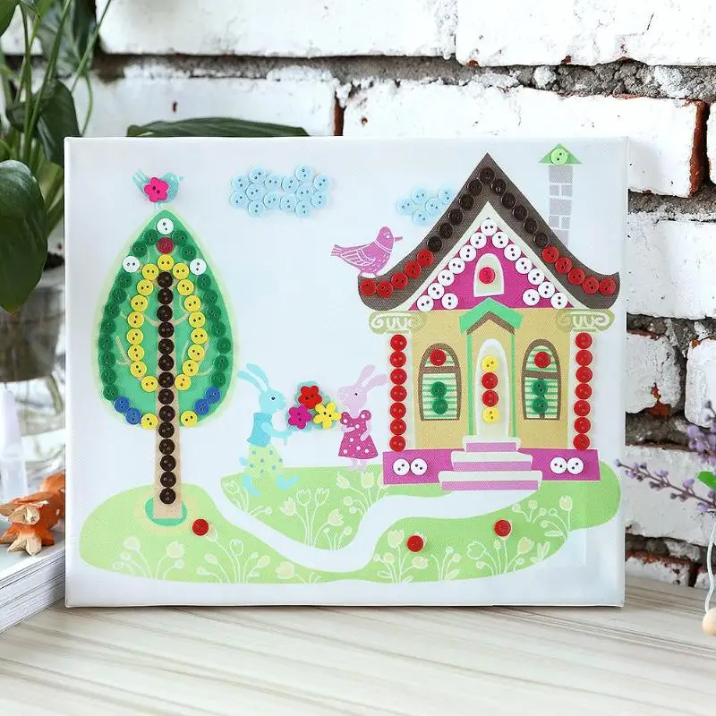 Дом DIY наклейки для кнопок доска для рисования дети обучение рисованию игрушка