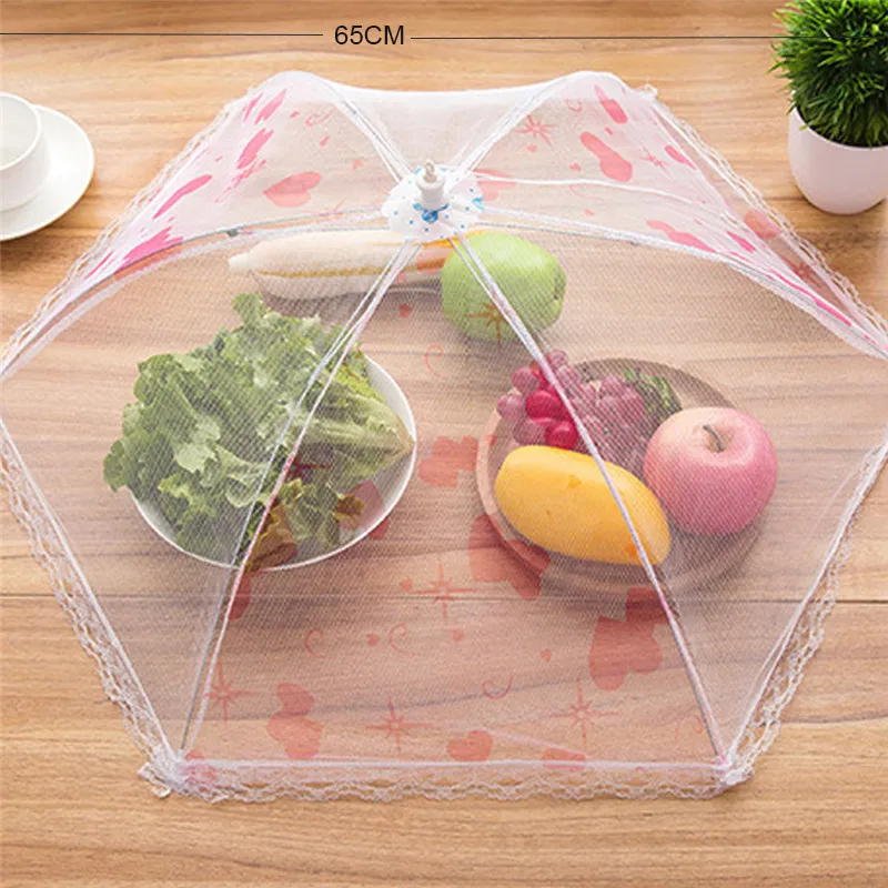 Collapsible Food Covers Lace Net Yarn Umbrella Foldable Anti-mosquito Fly Table Decoration Dust Cover Kitchen Tools