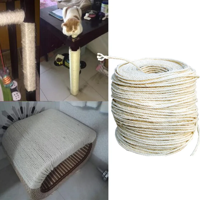 3 м сизаль веревка для кошек Когтеточка игрушки Изготовление DIY стол ног стул ножки связующая веревка материал для кошки острый коготь - изображение