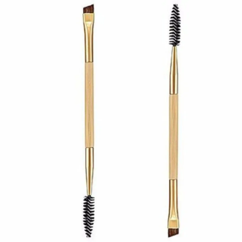 2 в 1 Макияж инструмент бамбуковая ручка двойной бровей кисточки с щетка для ресниц расчёски для волос 5035