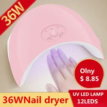 36 Вт УФ светодиодный светильник для ногтей Сушилка для ногтей для всех гелей лак Маникюр 12 Светодиодный s Кнопка идеальное решение для большого пальца usb зарядка с датчиком
