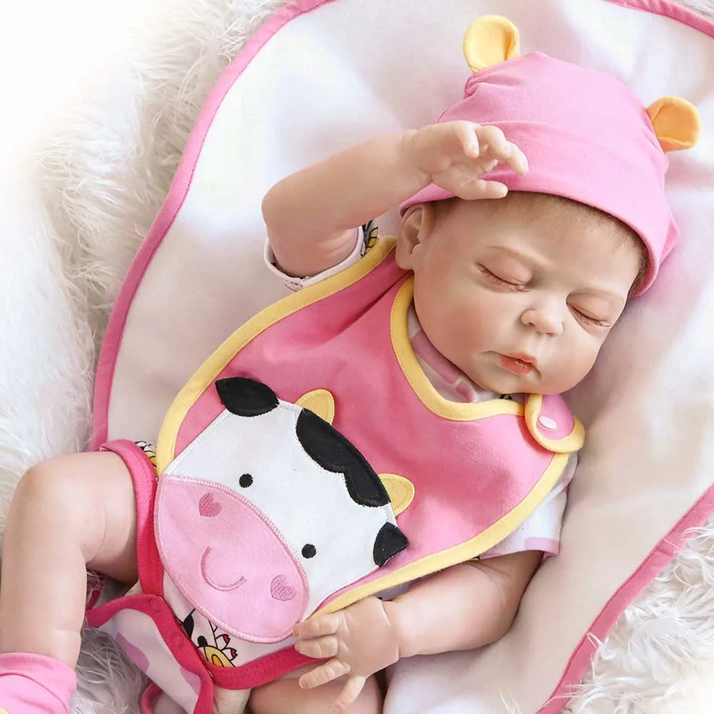

NPK 22 Inch Lifelike Reborn Baby Doll Toy Set Silicone Newborn Dolls for Kids Playmat Gift S7JN