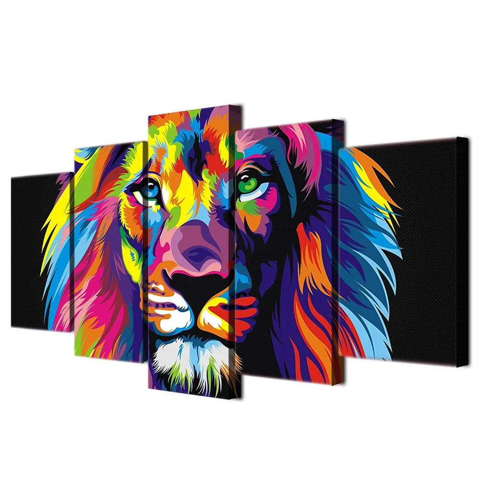 tableau cadre lion coloré