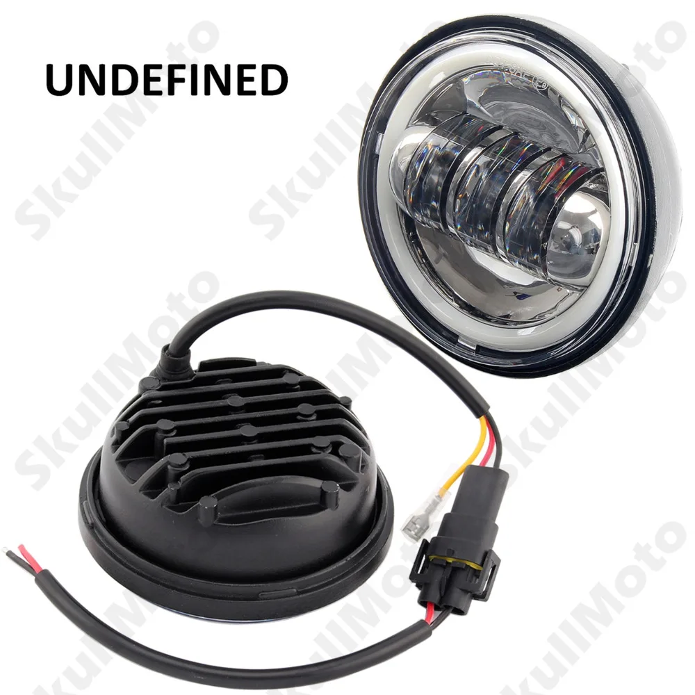 

4 1/2" Chrome Motorcycle Headlight Angel Eyes Daymaker Projector LED Auxiliary Fog Light For Harley Dyna Electra Glide CVO