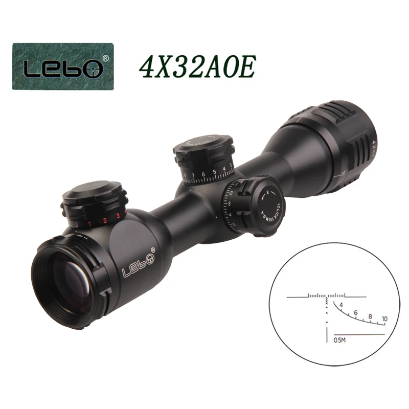 Охота LEBO 4X32AOE Пневматика Оружие оптический прицел Зрительная труба для винтовки