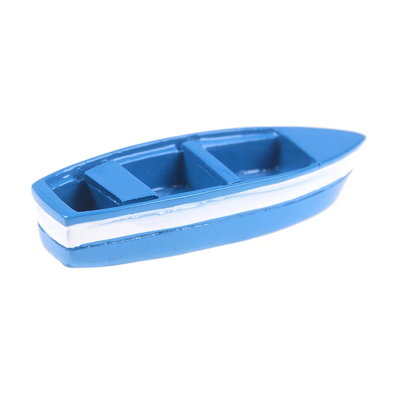 

6*2*1cm Creative Blue Resin Mini Boat Decoration Statues Home Landscape Exquisite