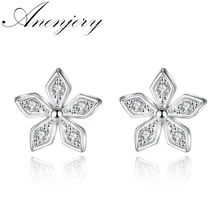 Новые модные 925 пробы серебряные серьги-гвоздики с кубическим цирконием и цветком вишни для женщин ювелирные изделия S-E185