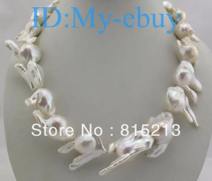 

HOT SELL - HOT1356 Large 31mm Unusual Baroque White Keishi Keshi Pearl Necklace Magnet Clasp -Top quality free shipping
