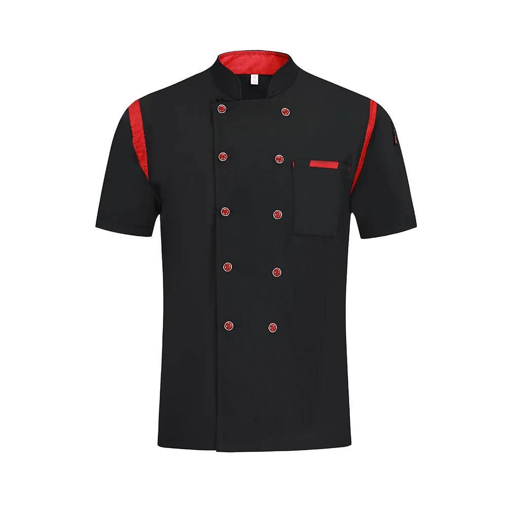 Summer Breathable Short Sleeve Chef Uniform Hotel Restaurant Kitchen Cooking Shirt Baking Cuisine Barber Work Jacket Unisex
