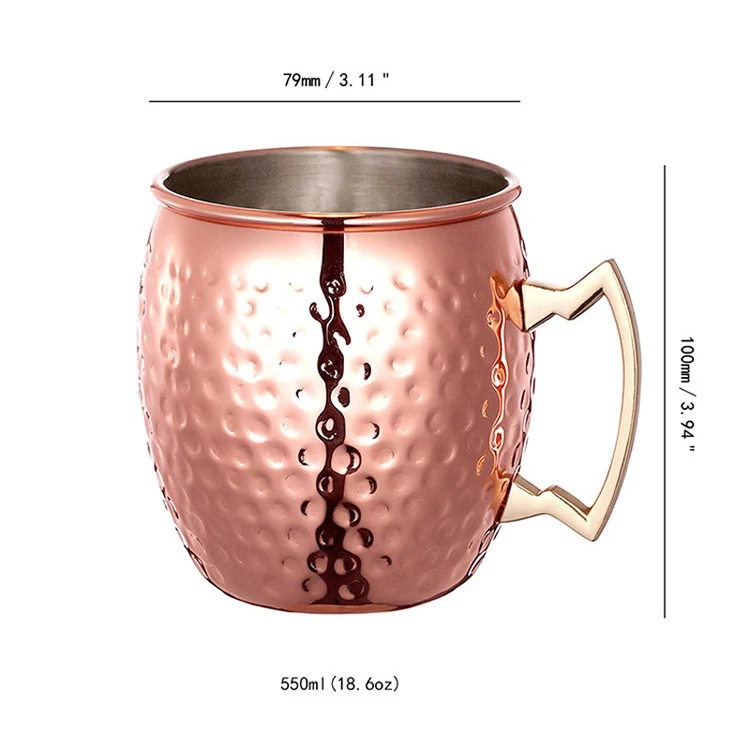 UPORS 530 мл кружки для московского Мула из нержавеющей стали, кованый Медь покрытием пивная кружка изолированные вина Стекло сверкающая пивная кружка Кофе чашки