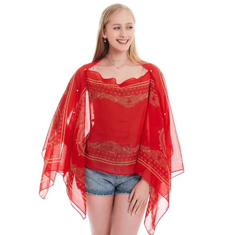 

Bandana Printed Scarves Women Summer Boho Chiffon Beach Shawl Girls Elegant Ladies Casual Long Soft Wrap Scarf Beach Tunic