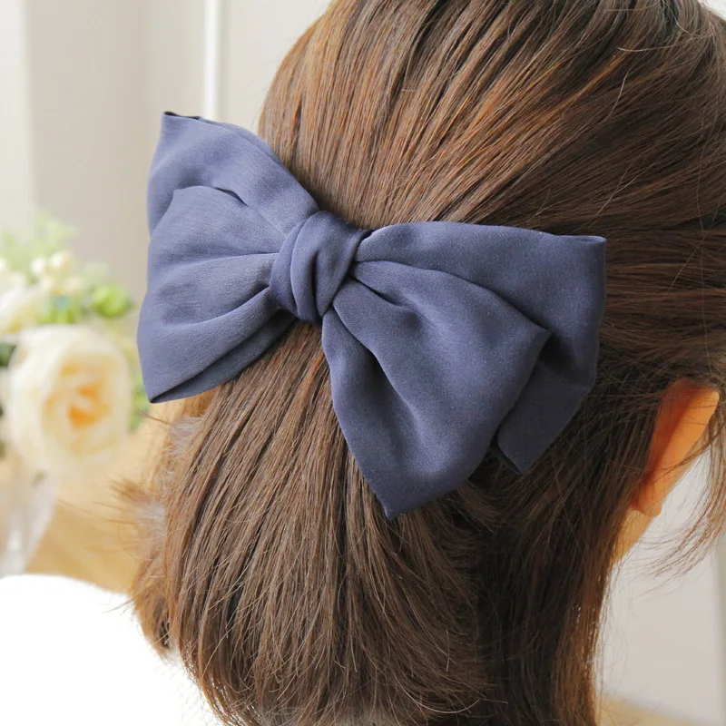 Hot Selling Big Large Barrette Bow Hairpin For Women Girls Hairgrips Satin Hair Bow Ladies Hair Clip New Cute Hair Accessories