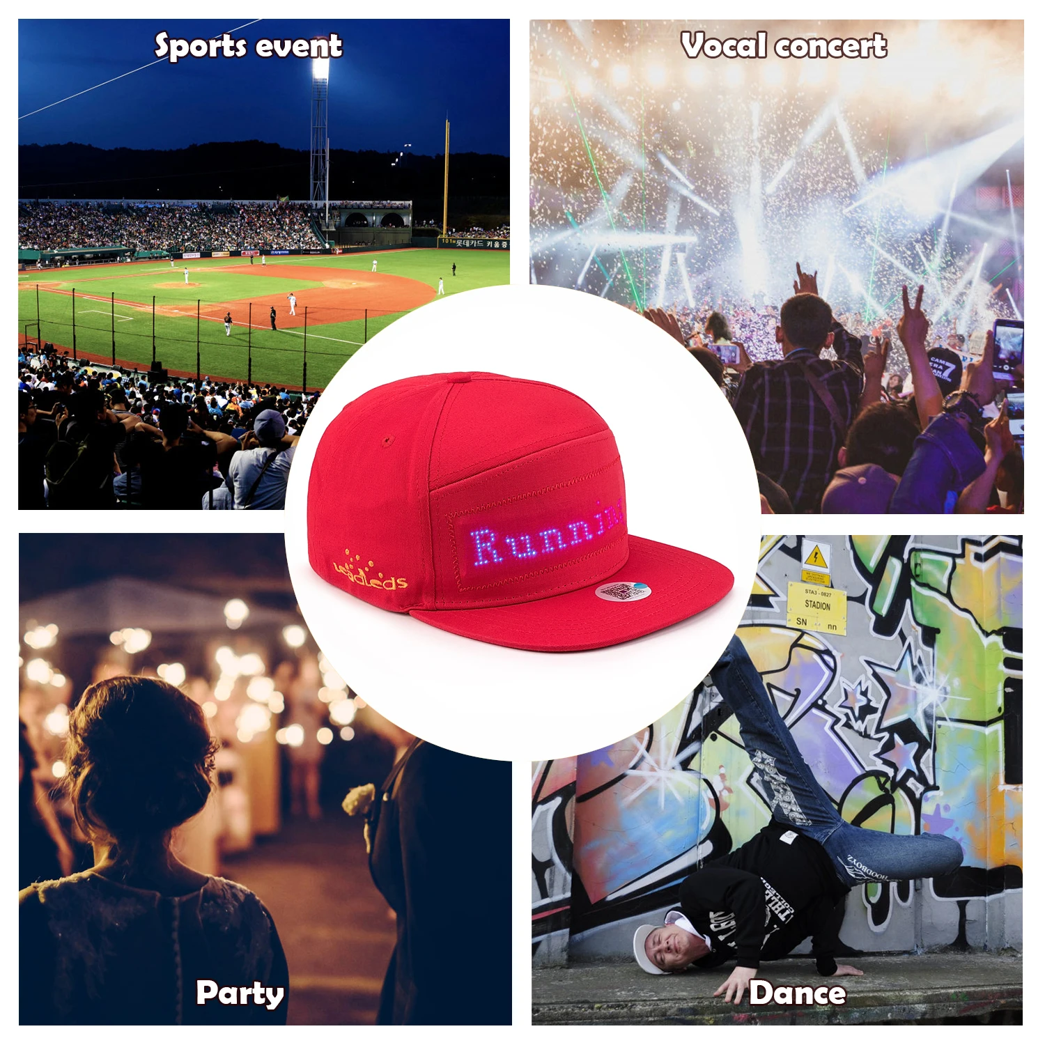 Novidade animado bluetooth led hat display board