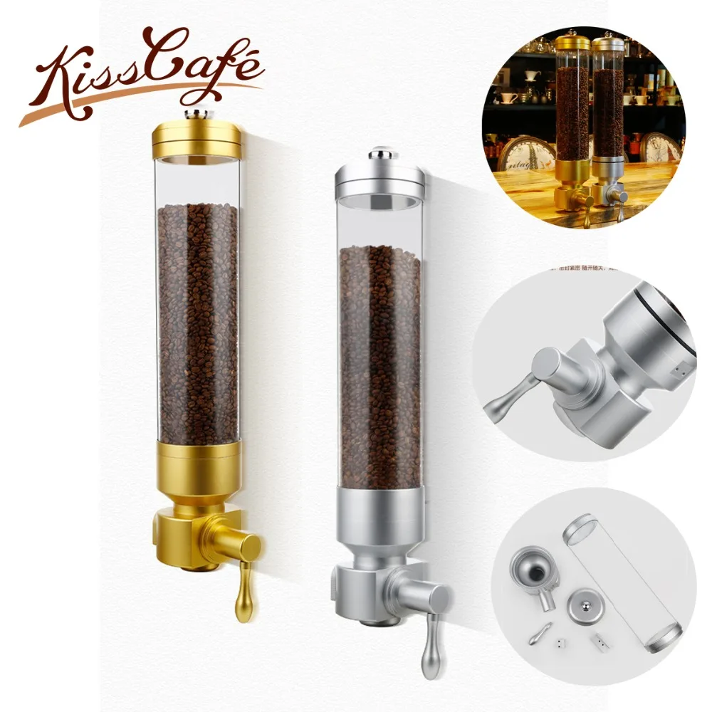 

Aluminium alloy & acrylic 1800g coffee bean dispenser coffee bean container stand coffee bean canister suspension sealed jar