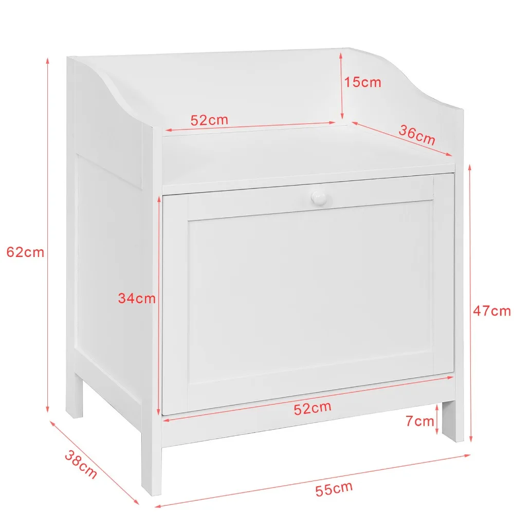 SoBuy FSR51-W خزانة حمام سلة الغسيل صندوق دمي الصدر رف تخزين