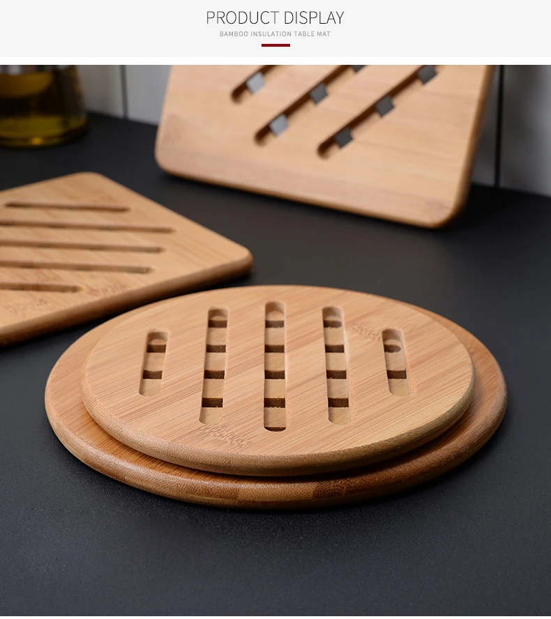 3 Pieces Bamboo Table Mat, Coaster Set, Mats Trivets, Heat Resistant