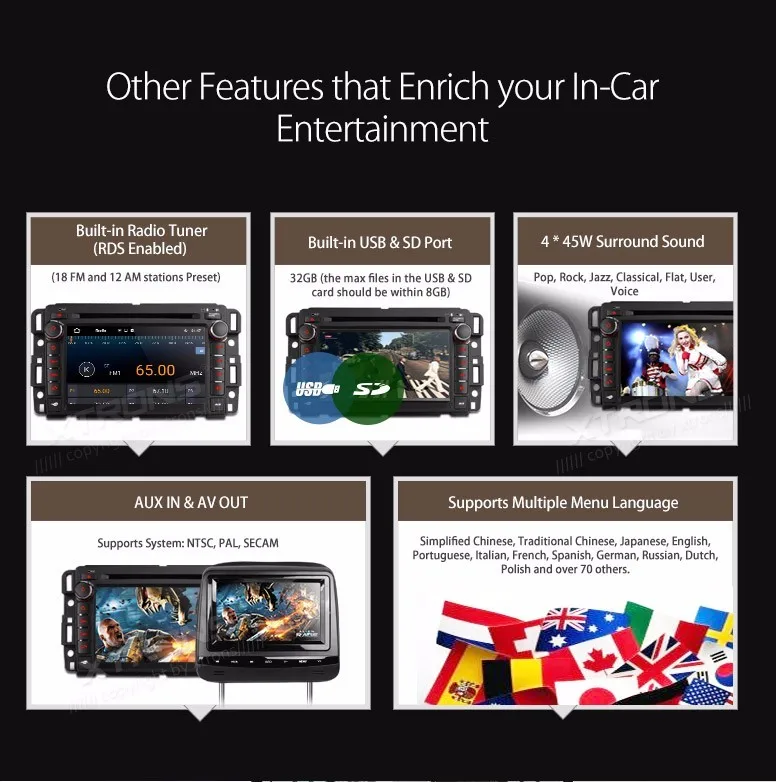 Top 7" Quad Core 64 Bit Android 5.1 OS Special Car DVD for Chevrolet Avalanche 2009-2011 & Express Van 2008-2011 & Impala 2008-2012 24