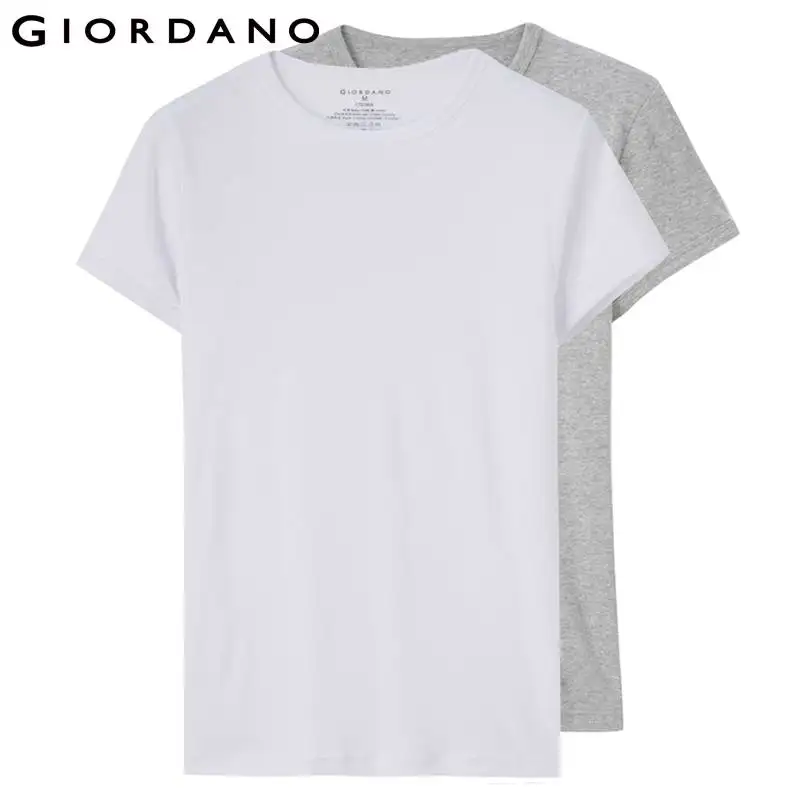 Giordano две приталеные футболки slim fit из натурального хлопка с короткими рукавами и круглым воротом,имеют несколько цветовых решений - Цвет: 63White